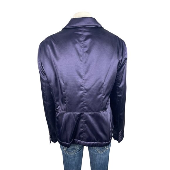 Armani Collezioni Satin Puffer Blazer Jacket 14 Purple Single Button - Picture 3 of 10